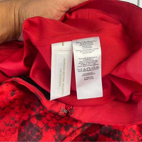 Ann Taylor Red Chiffon Snake Print Tiered Midi Skirt NWT‎ Size 12 - Picture 11 of 15